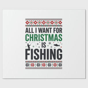 Papel De Presente Design de Suéter Feio de Pesca de Natal