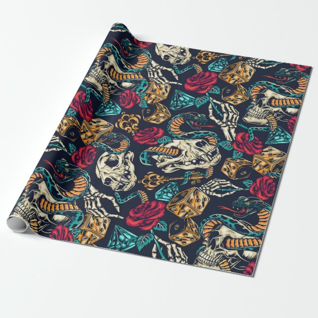 Papel De Presente Design de Tatuagem Retroativa (Desenrolado)