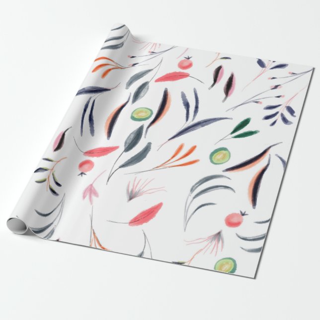 Papel De Presente Design de tecido de mesa de aquarela (Desenrolado)