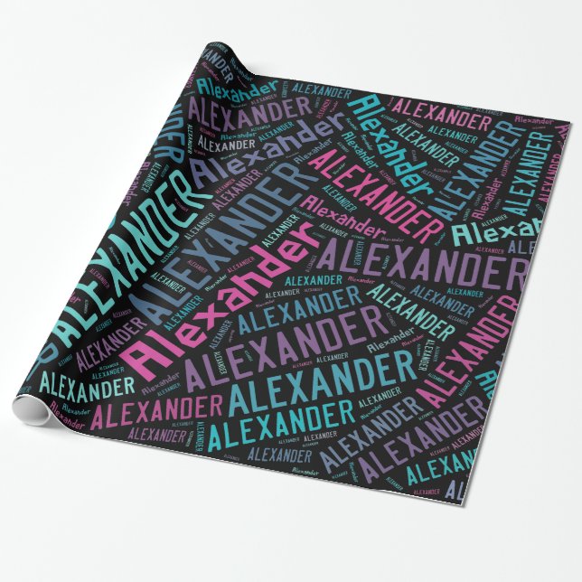 Papel De Presente DESIGN DE TEXTO de Nome do ALEXANDER - Alterar pla (Desenrolado)