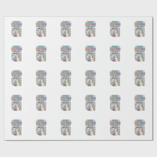 Papel De Presente Design de Tipografia Kawaii Clube Unicórnio Boba U