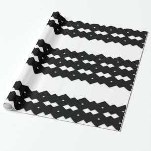 Papel De Presente Design de Zig Zag preto e branco clássico
