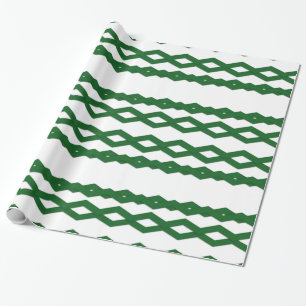 Papel De Presente Design de Zigzag verde e branco