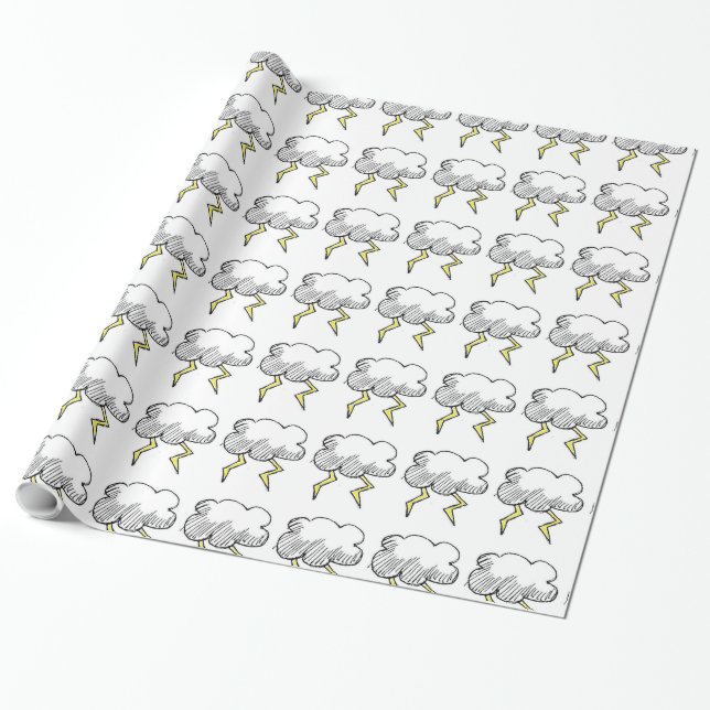 Papel De Presente Design do Cartoon Storm Cloud Rainy Day (Desenrolado)