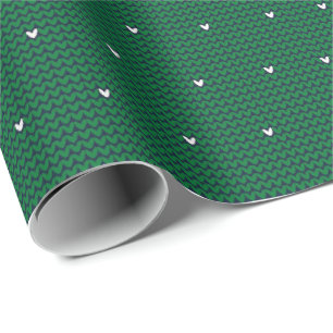 Papel De Presente Design do Knit de Natal Verde 