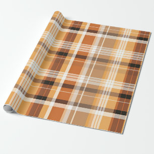 Papel De Presente Design do Padrão de queda de Xadrez de outono