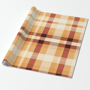 Papel De Presente Design do Padrão de queda de Xadrez de outono
