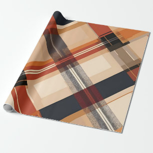 Papel De Presente Design do Padrão de queda de Xadrez de outono