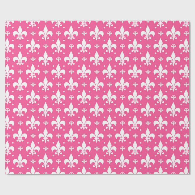 Papel De Presente Design do padrão Fleur-de-lis de fundo rosa (Aberto)