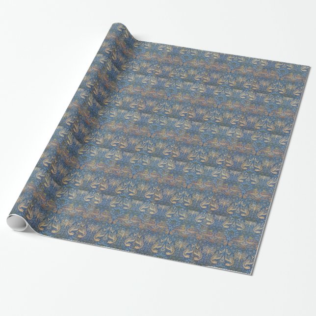 Papel De Presente Design do pavão de William Morris (Desenrolado)
