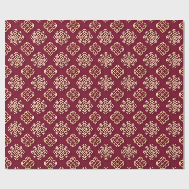 Papel De Presente Design Elegante Vermelho e Dourado (Aberto)