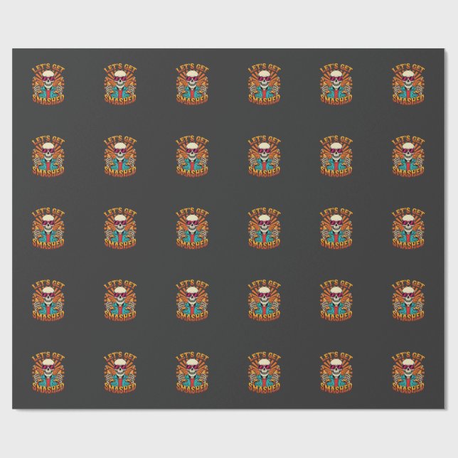 Papel De Presente Design engraçado de esqueleto de cerveja destruída (Aberto)