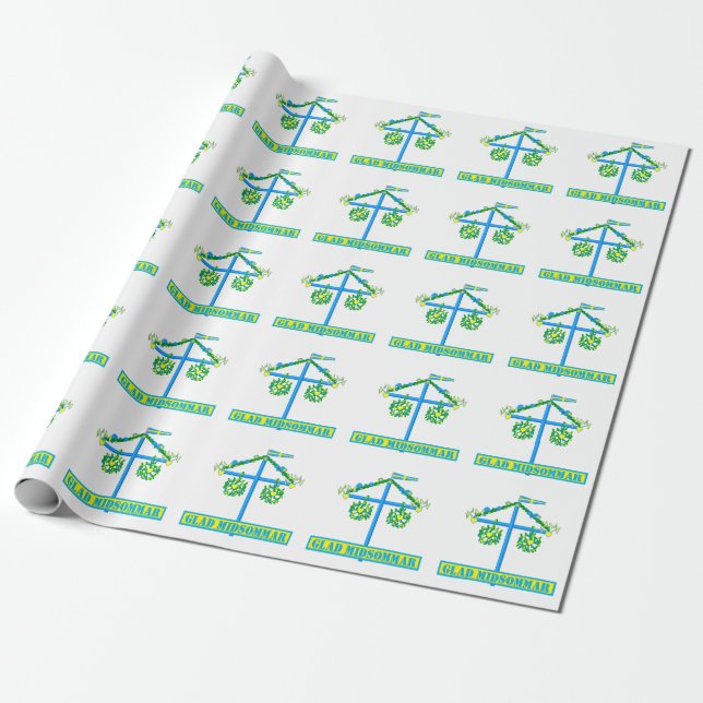 Papel De Presente design escandinava,Midsommar Glad Personalizado (Desenrolado)