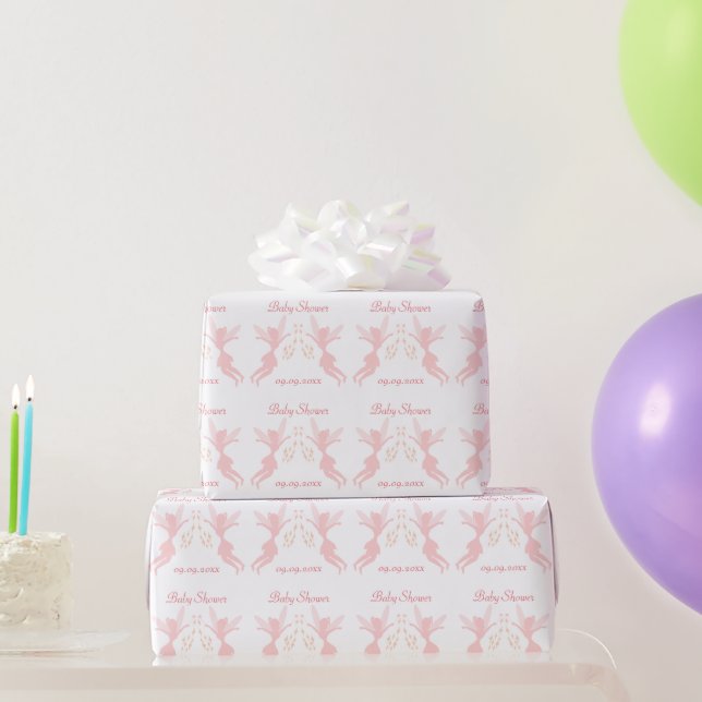 Papel De Presente Design Fada Rosa Chã de Bebê (Presentes para festas)