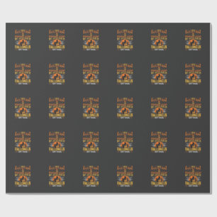Papel De Presente Design Feliz de Pesca de Gato Preto de Abóbora de 