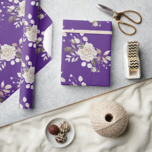 Papel De Presente Design Floral Rosa Bege em Aquarela Vintage 