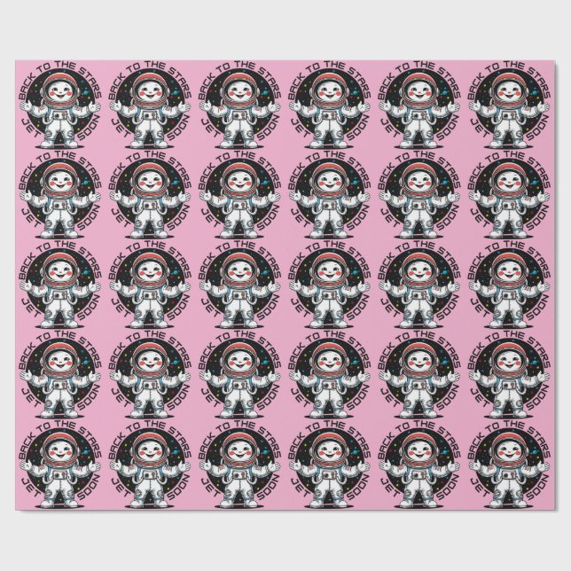 Papel De Presente Design fofo de astronauta de volta às estrelas (Aberto)