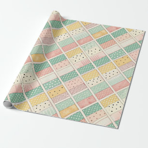 Papel De Presente Design Geométrico de Meados do Século com Pontos e