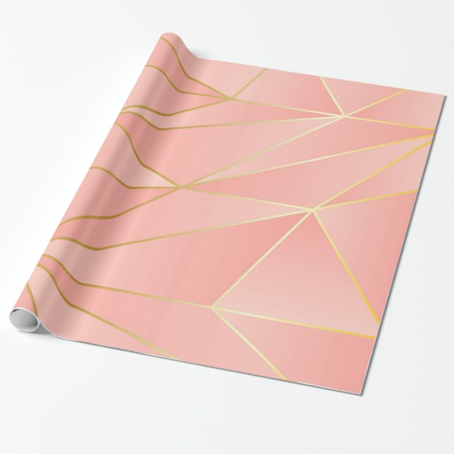 Papel De Presente Design Geométrico Rosa (Desenrolado)