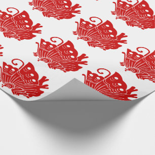 Papel De Presente Design Kamon Japonês de Borboleta Asiática