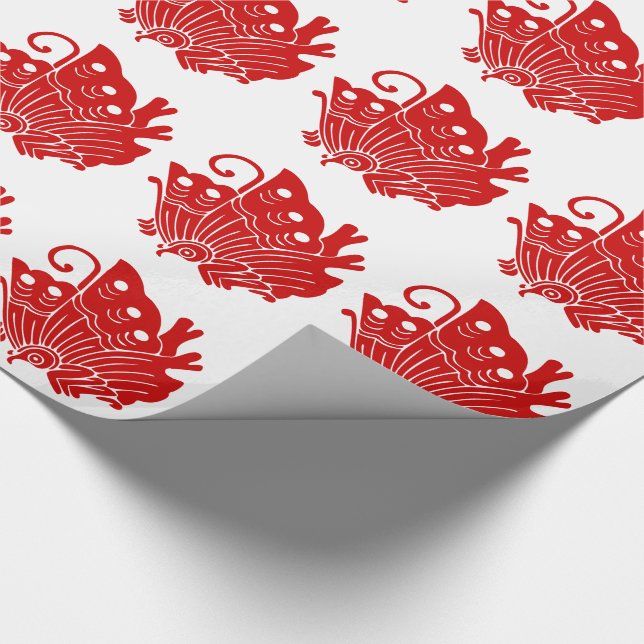 Papel De Presente Design Kamon Japonês de Borboleta Asiática (Ponta)