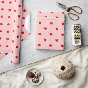 Papel De Presente Design Mini Coração - Rosa e Vermelho