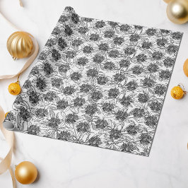 Papel De Presente Design Ornamental Victoriana Negra e Branca