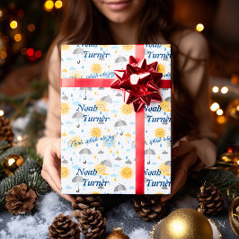 Papel De Presente Design Personalizado Kawaii de Chuva e Sol 