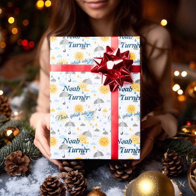 Papel De Presente Design Personalizado Kawaii de Chuva e Sol  (Criador carregado)