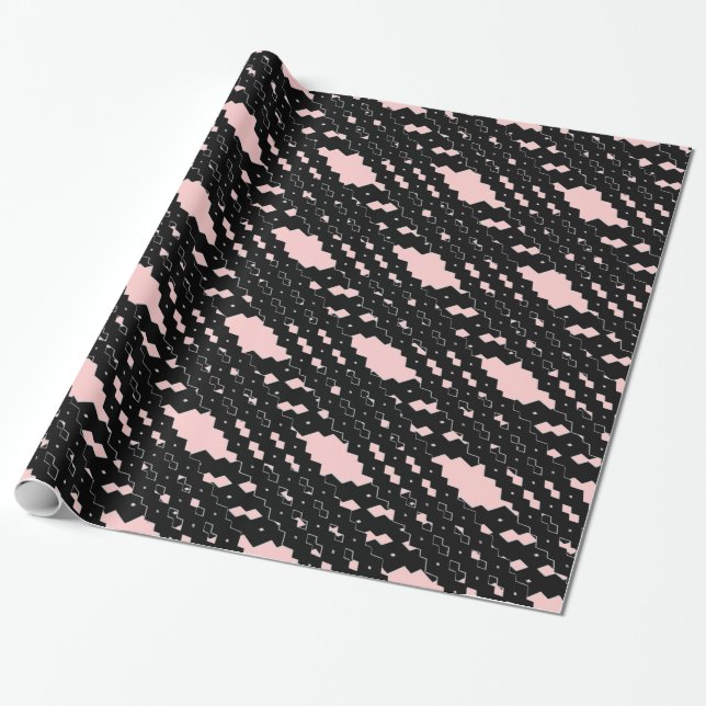 Papel De Presente Design Preto e Rosa Clássico com Renda (Desenrolado)