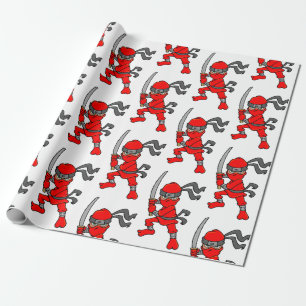 Papel De Presente Design vermelho customizável de Ninja