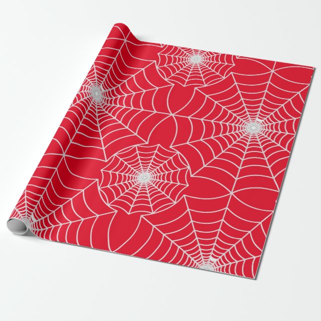 Papel De Presente Design vermelho padrão SPiderWeb (Desenrolado)