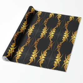 Papel De Presente Designer Statement: Opulent Swirl Pattern Gold Foi