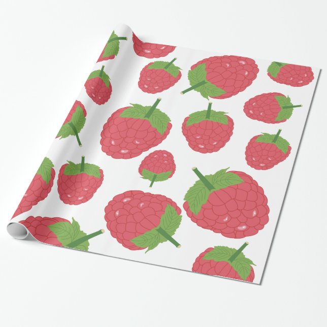 Papel De Presente Designo de Fruta de Framboesa (Desenrolado)