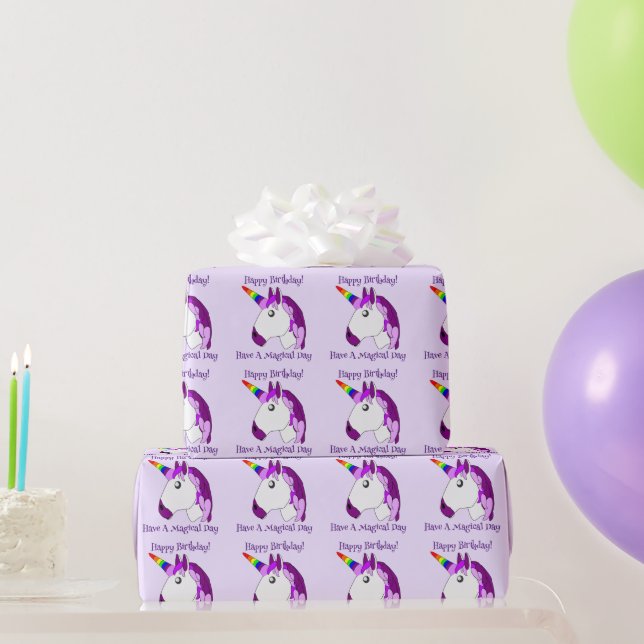 Papel De Presente Designo de Unicórnio (Presentes para festas)