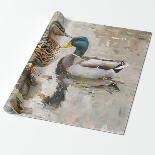 Papel De Presente Desligamento de Pintura de Pato e Mallard Wildlife