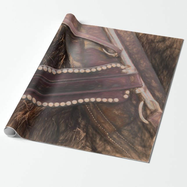 Papel De Presente Desligamento Russo do Cavalo Marrom Ocidental (Desenrolado)