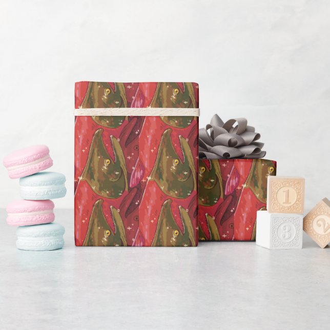 Papel De Presente Desova do Salmão Vermelho (Chá de bebê)