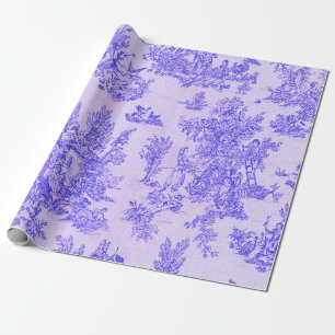 Papel De Presente Desvinculação do toile de jouy azul e branco