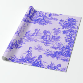 Papel De Presente Desvinculação do toile de jouy azul e branco
