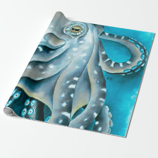 Papel De Presente Detalhe da Cor Azul do Octopus