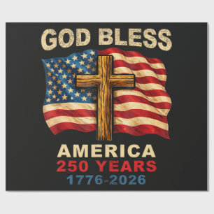 Papel De Presente Deus Abençoe a América 250 Anos 1776-2026