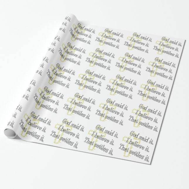 Papel De Presente Deus Disse Em Letras Marrons  (Desenrolado)