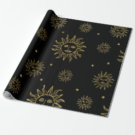 Papel De Presente Deusa Celestial Assustadora Preta Dourada Presente