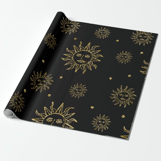 Papel De Presente Deusa Celestial Assustadora Preta Dourada Presente (Desenrolado)
