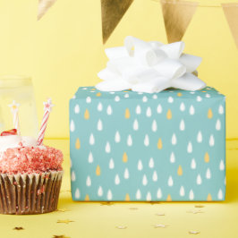 Papel De Presente Dia chuvoso Mint Verde Amarelo Branco Colírio