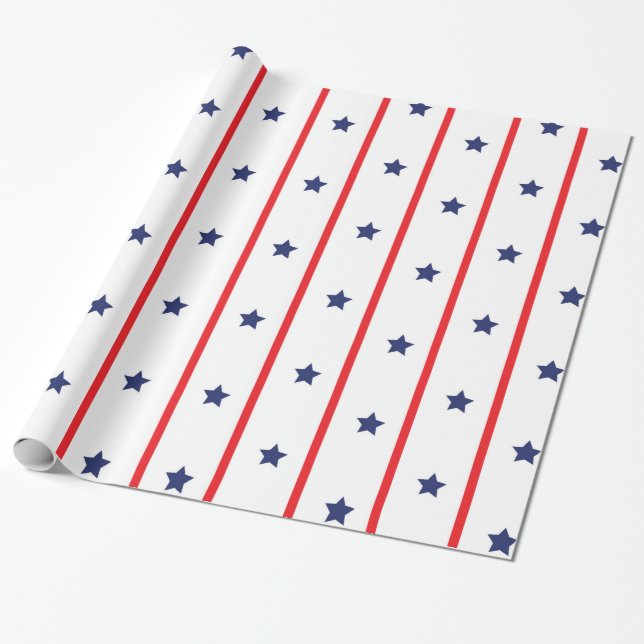 Papel De Presente Dia da Independência das Estrelas e das Estrelas (Desenrolado)