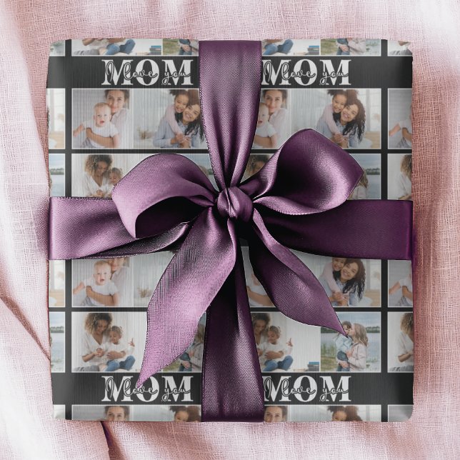 Papel De Presente Dia das Mães Eu Amo Você Mamãe 4 Colagem de Fotos (Criador carregado)