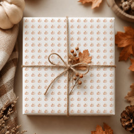 Papel De Presente Dia de Ação de Graças – Design Outonal de Abóbora 