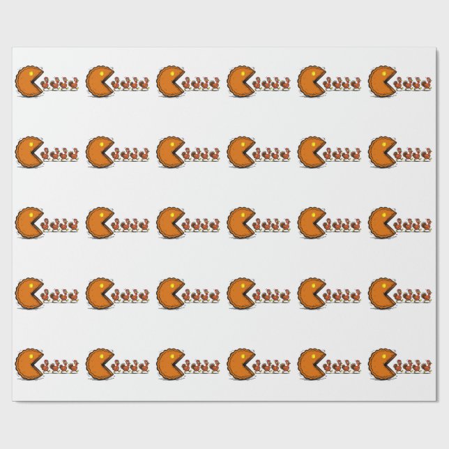 Papel De Presente Dia de Ação de Graças Divertido Comer Torta de Per (Aberto)